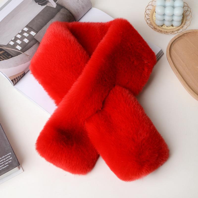 Lavish plush scarf against a snowy background
