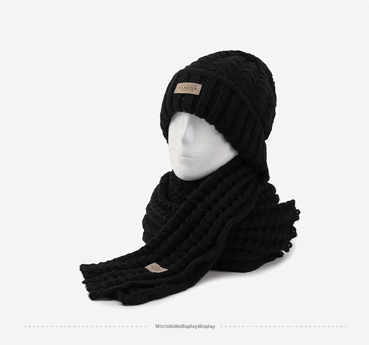 Chic brown knit hat and scarf for winter