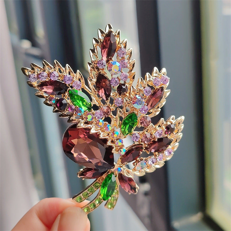 blue crystal flower brooch