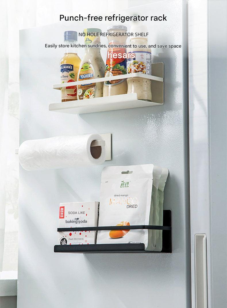 Magnetic refrigerator storage rack with kitchen condiments