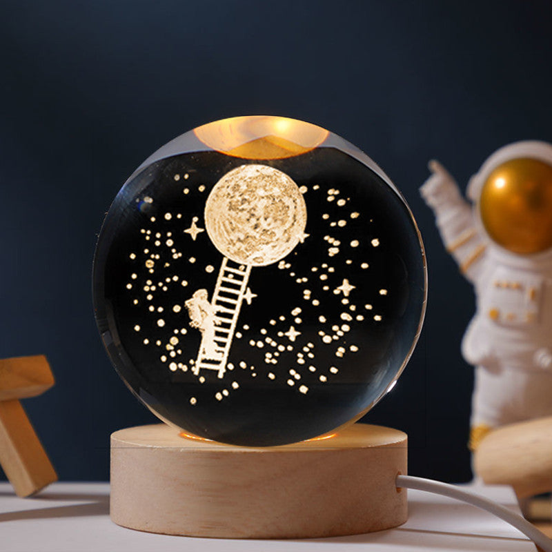 Elegant Starry Sky Crystal Ball Night Light Image 1