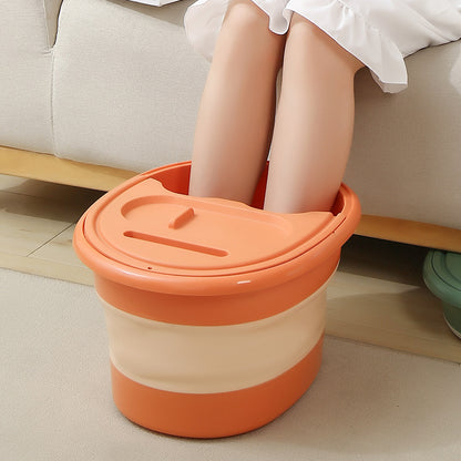 Folding foot soaking bucket in orange color