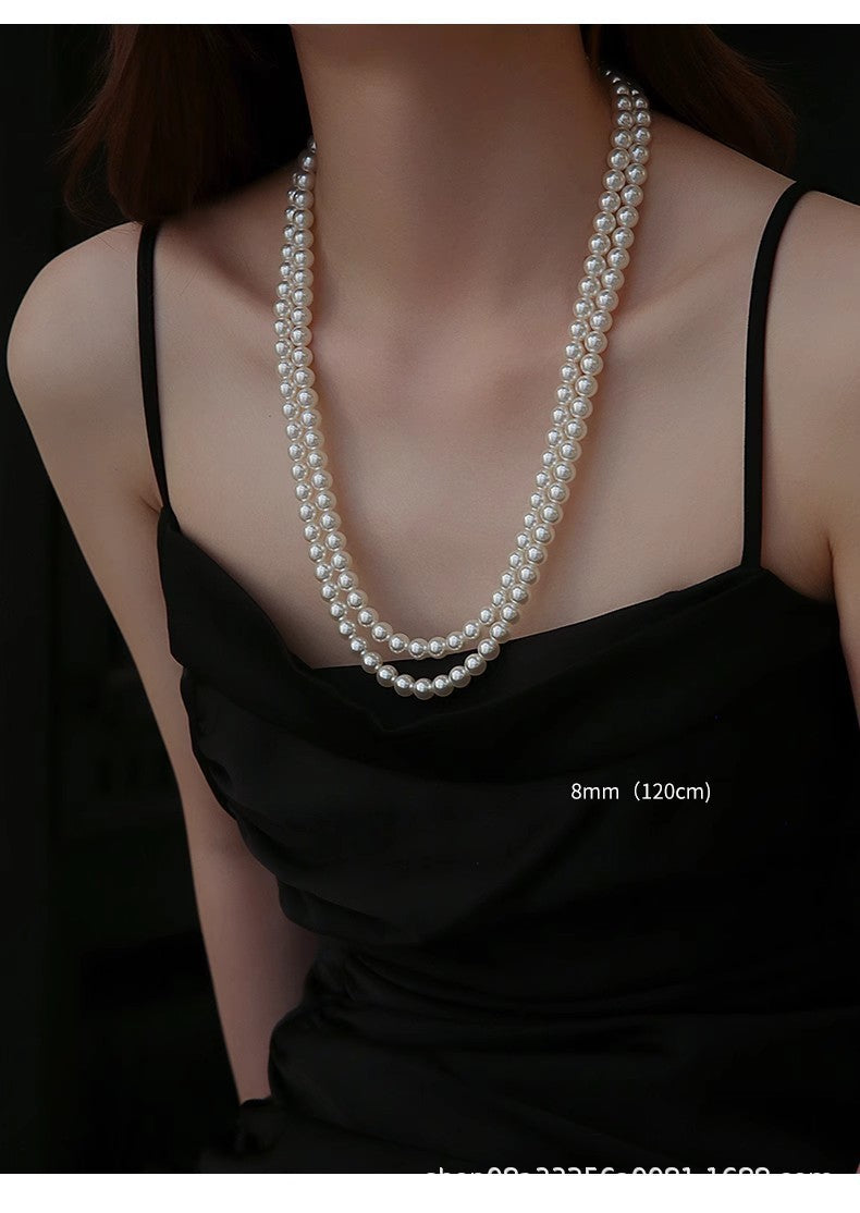 Chic Women's Silver Pearl Necklace Image 7