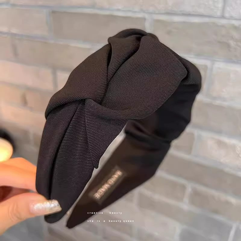 Stylish wrinkled wide hairband beige