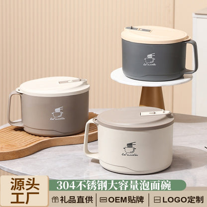 Large stainless steel bowl with lid for meals