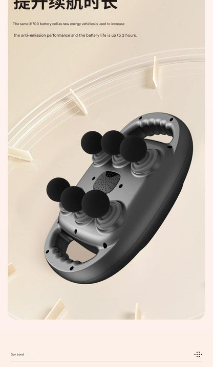User relaxing with massage gun