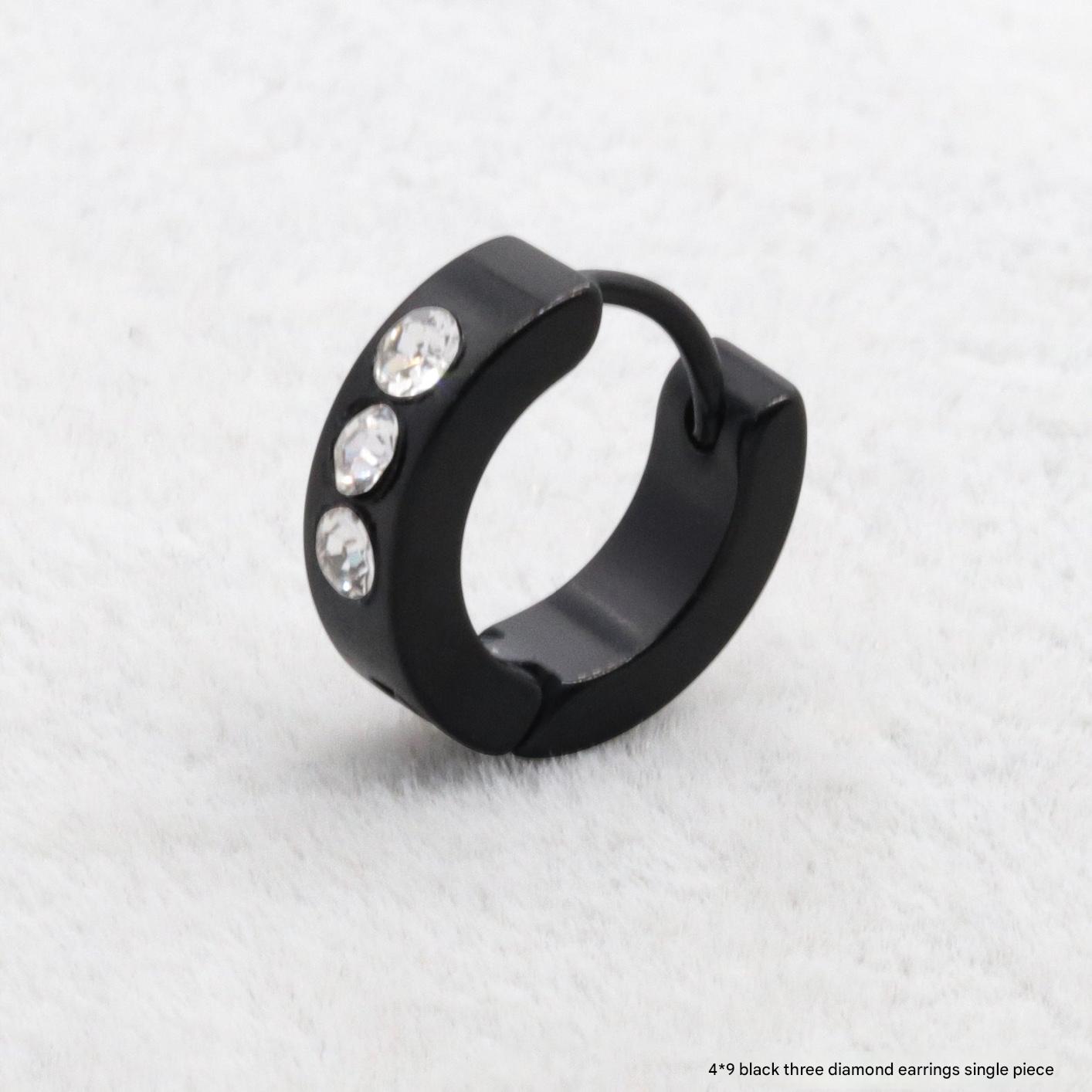 Chic stainless steel hoop earrings with three stones