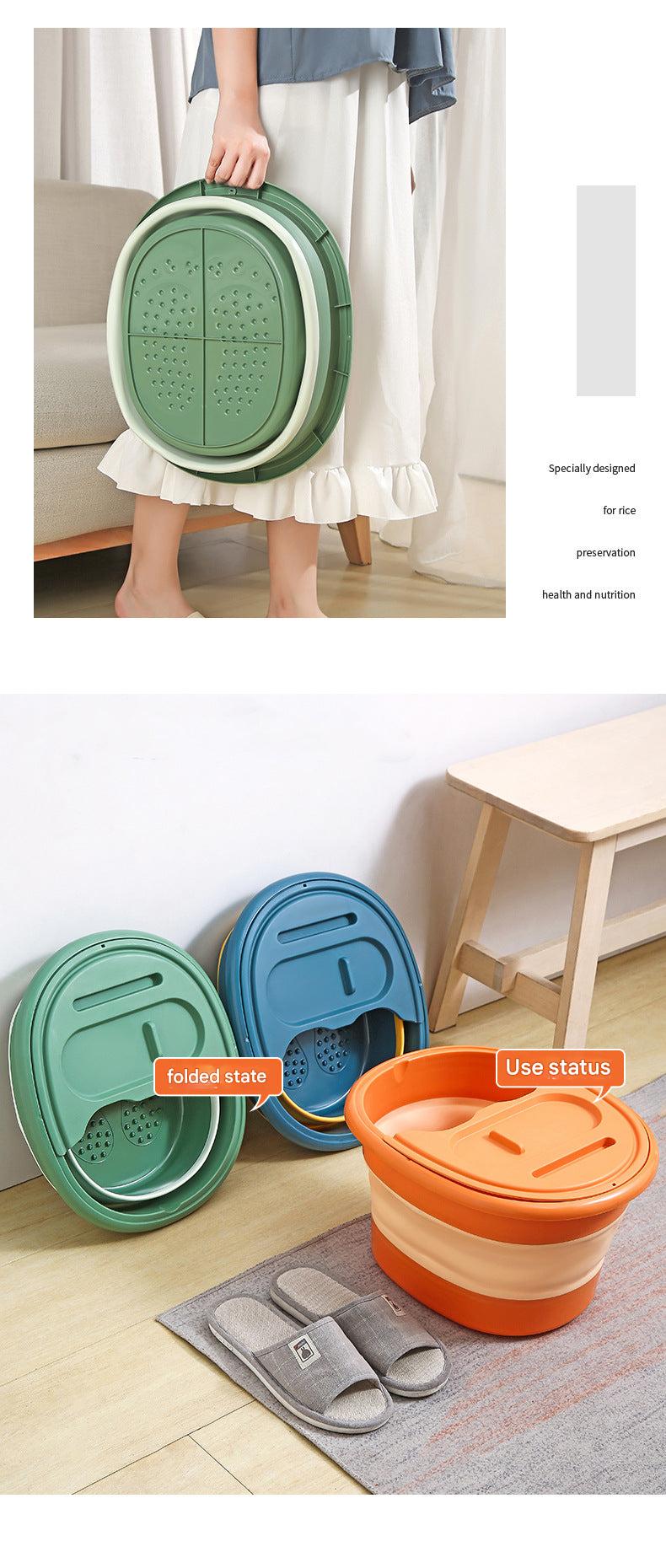 Folding foot soaking bucket in cream color