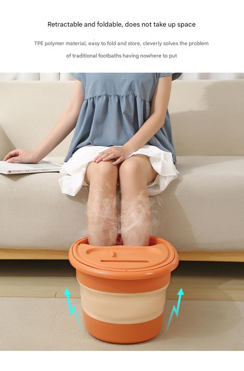 Folding foot soaking bucket in pink color