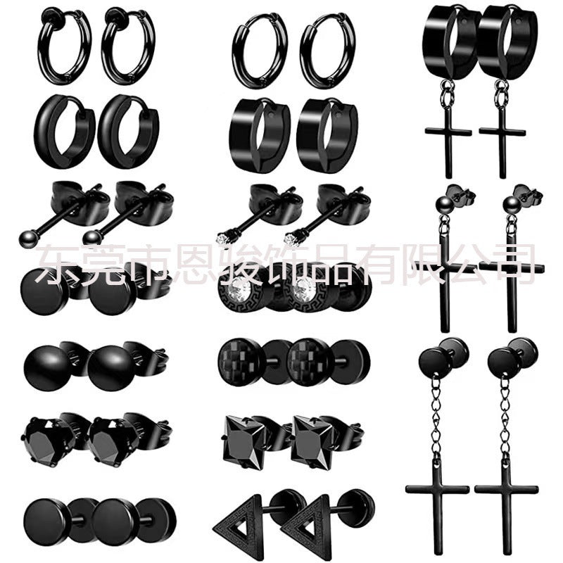 Titanium Steel Cross Zirconia Earring Image 1
