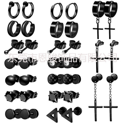 Titanium Steel Cross Zirconia Earring Image 1