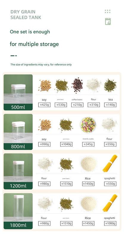 Plastic storage jar with grains