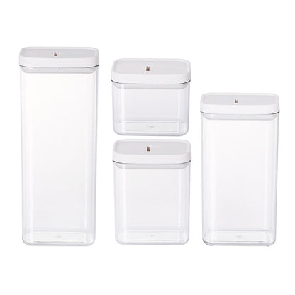 Transparent food storage container with oats