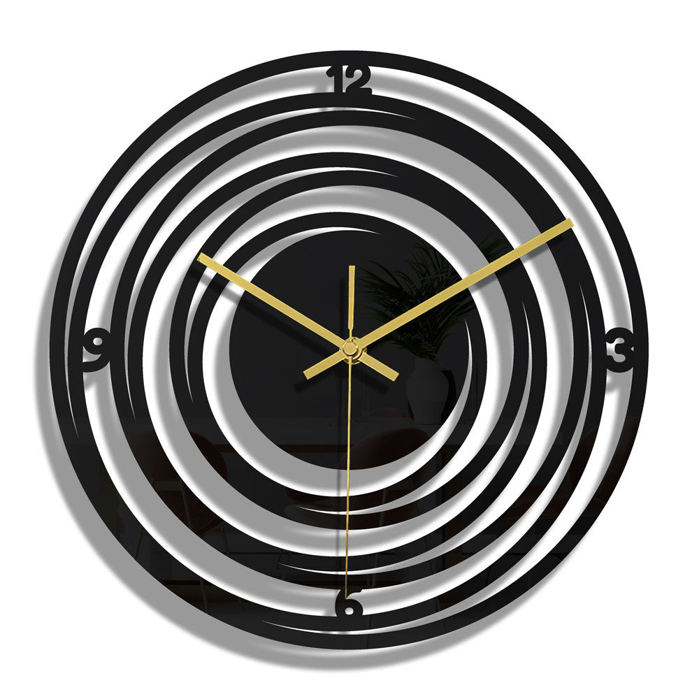 Elegant minimalist black wall clock with digital display