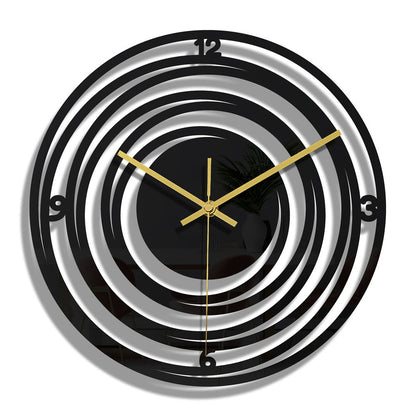 Elegant minimalist black wall clock with digital display