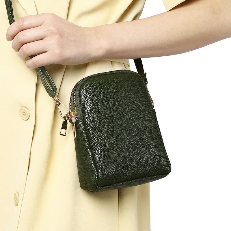 Chic Color-Block Mini Round Bag open zippers