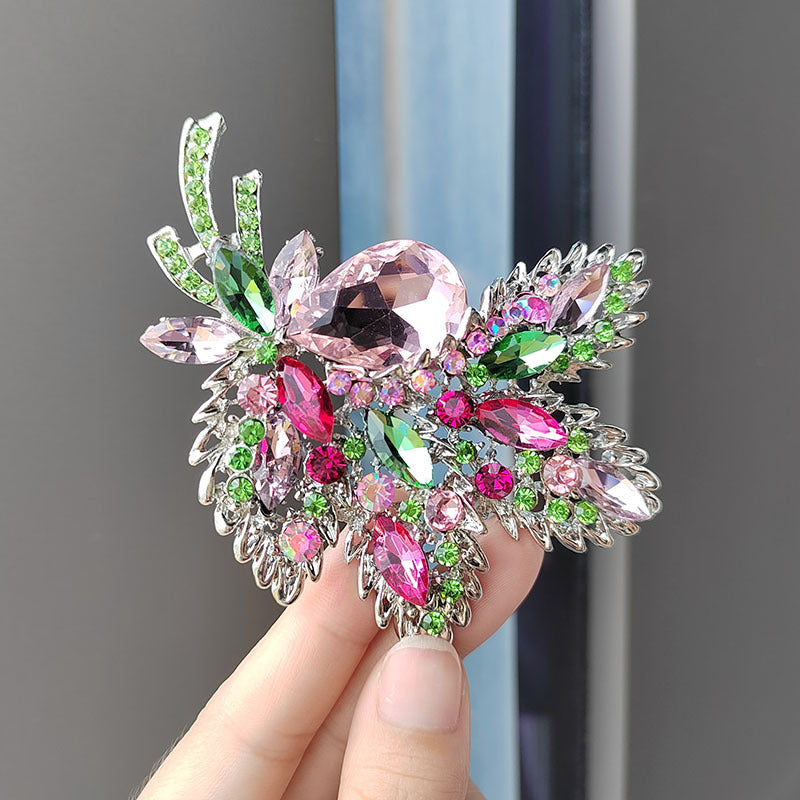 elegant floral crystal brooch