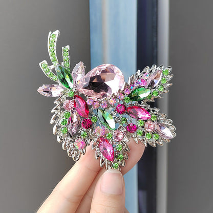 elegant floral crystal brooch
