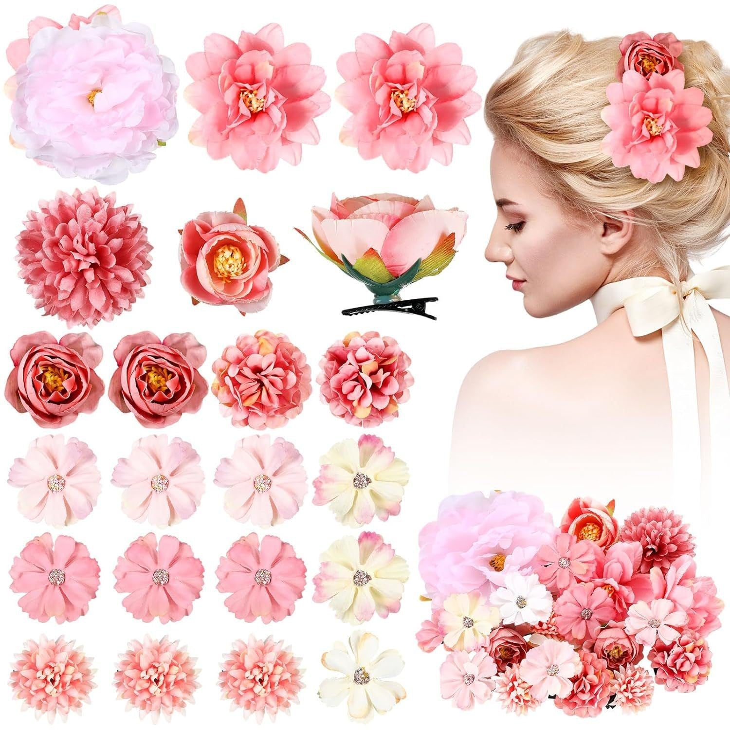 Floral hair clip set in various colors image 2