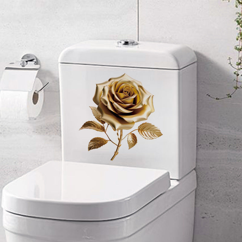 Decorative gold rose wall sticker in home setting