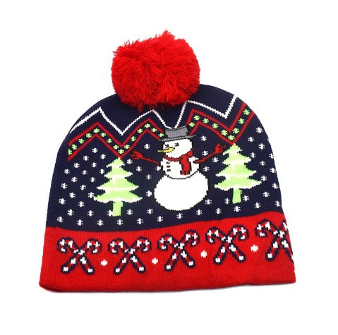 Colorful Christmas knit beanie hat 1