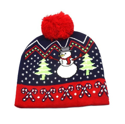 Colorful Christmas knit beanie hat 1