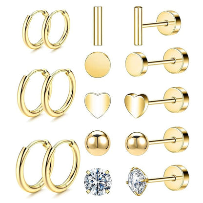 Stainless Steel Geometric Earrings Set Image 10