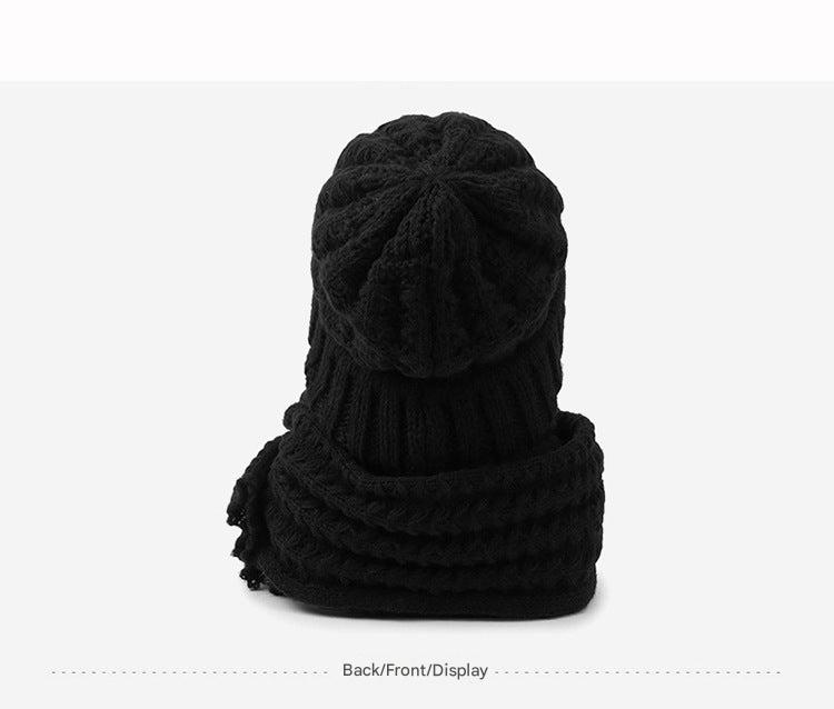 Fashionable wine red knit hat and scarf