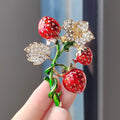 XZ0228-7 Twisted Branch Flower Strawberry - Brooch