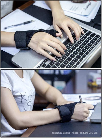 Close-up of thumb support feature