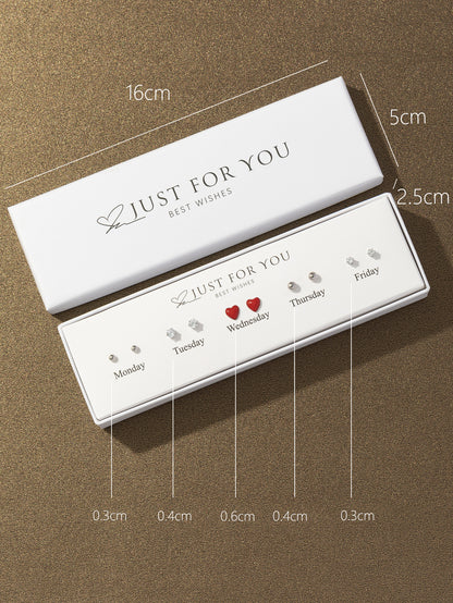 S925 Silver Heart Cat Ear Studs