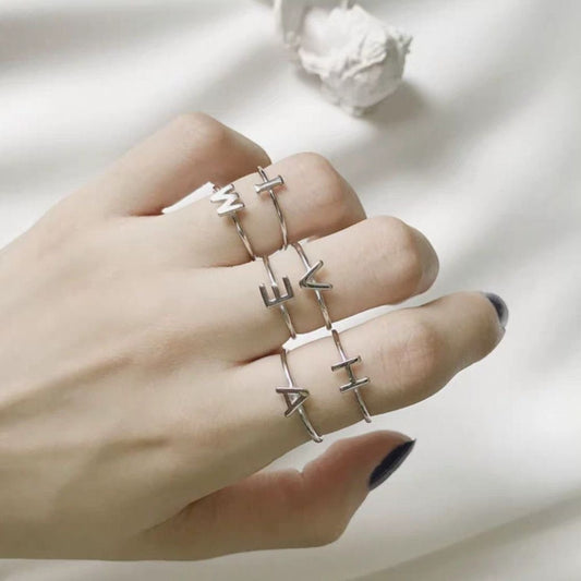 Adjustable Silver Alphabet Ring 1