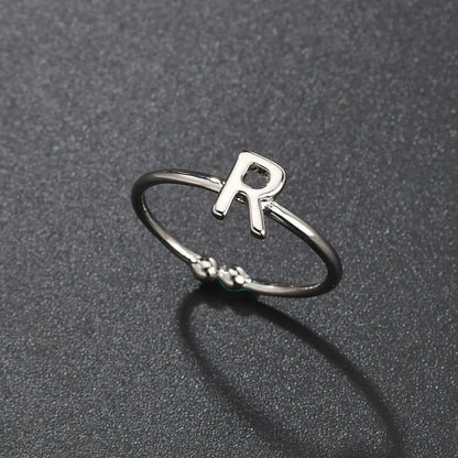 Adjustable Silver Alphabet Ring 1