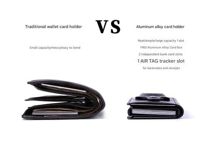 Smart leather wallet with Airtag tracking in black