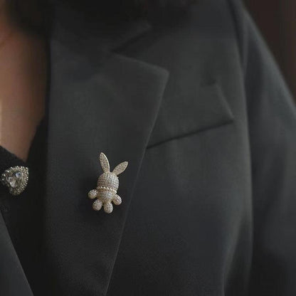 Silver Rabbit Brooch with pearls
