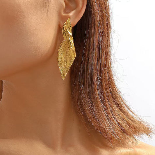 Bold geometric leaf earrings