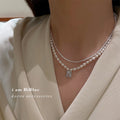Square Diamond Layered Double Necklace