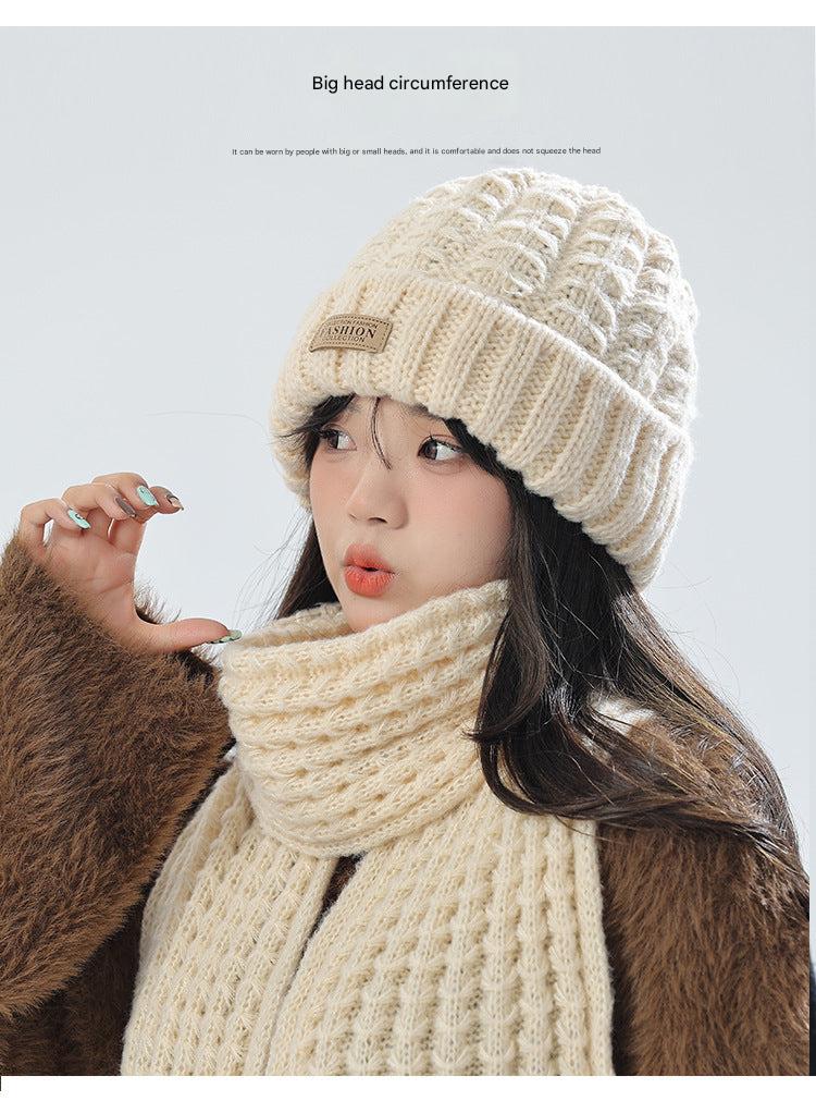 Classic black knitted hat and scarf combo