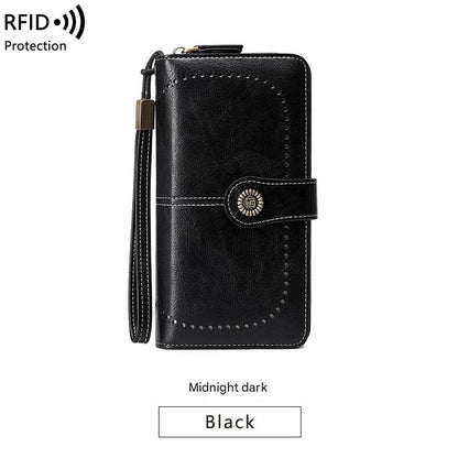 RFID wallet for women in midnight black