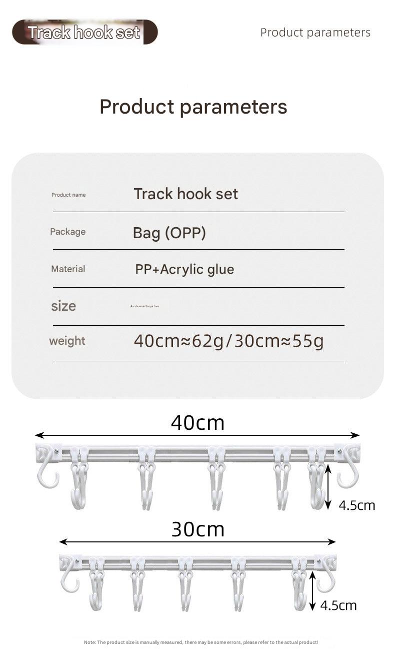 Sliding hook rack for kitchen cabinet storage