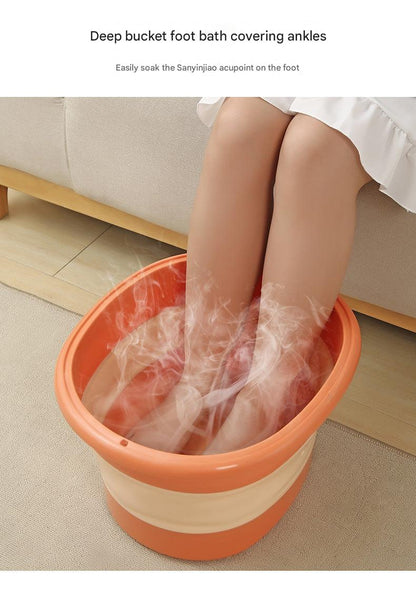 Foot soaking bucket folded for storage