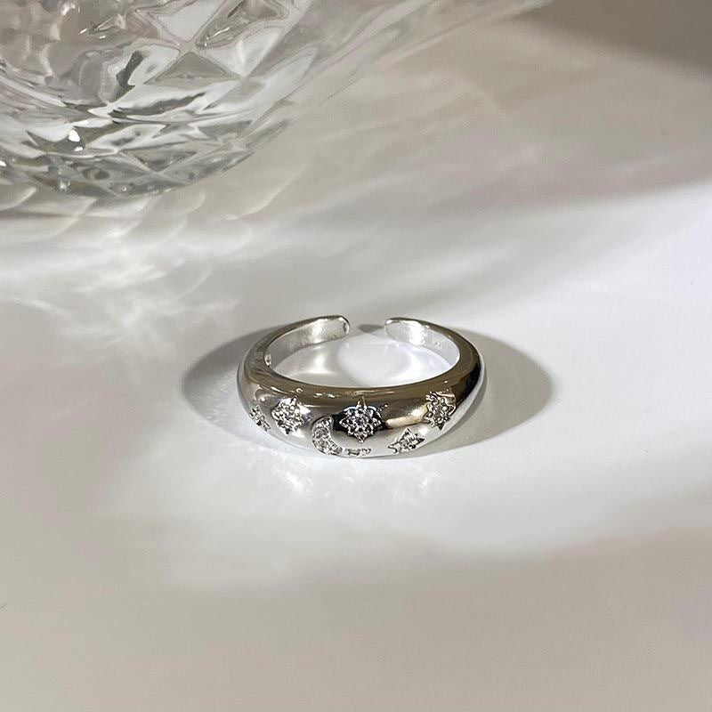Silver Zircon Cross Ring side view