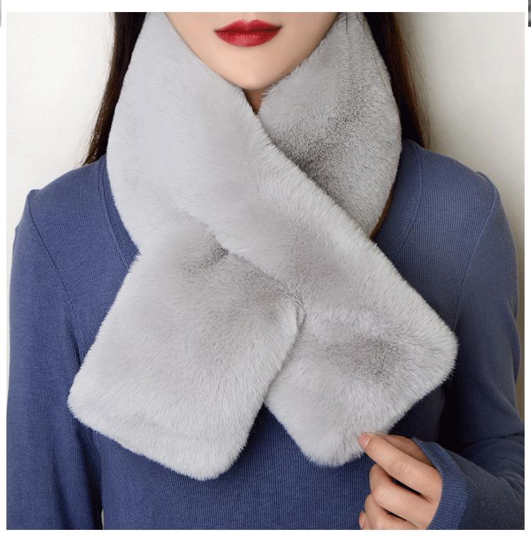 Close-up view of warm winter scarf fabric