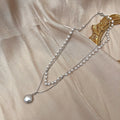 Silver Double Layer Bead Necklace