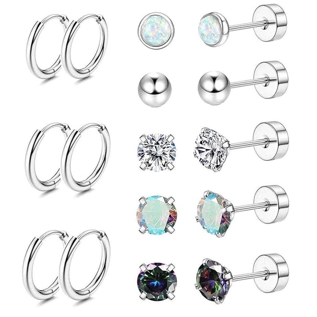 Stainless Steel Geometric Earrings Set Image 4