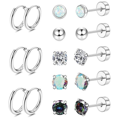 Stainless Steel Geometric Earrings Set Image 4