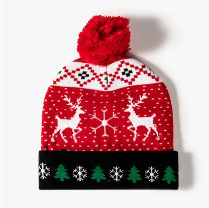 Colorful Christmas knit beanie hat 1