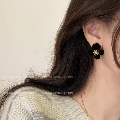 Chic Velvet Floral Earrings for Women