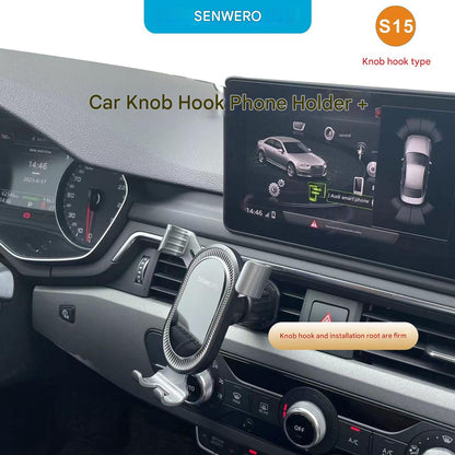 Car phone holder in use for hands-free navigation