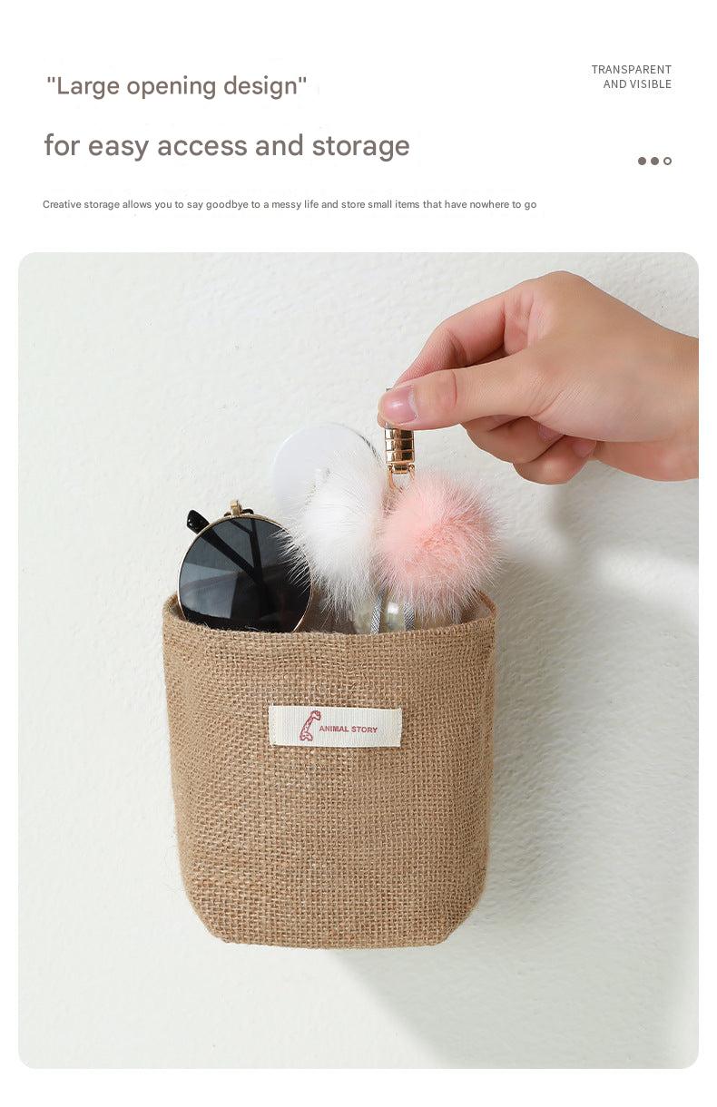 Stylish cotton-linen storage pouch on door